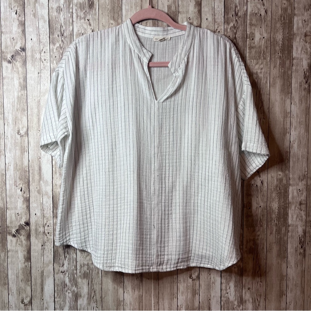 Casual White Striped Women's Top